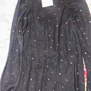 Black Sweater with Colorful Embellishments